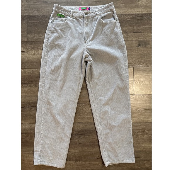 Empyre Tori Corduroy Loose Fit Pants Women's Size 12 Light Gray Skate Grunge - Picture 1 of 6